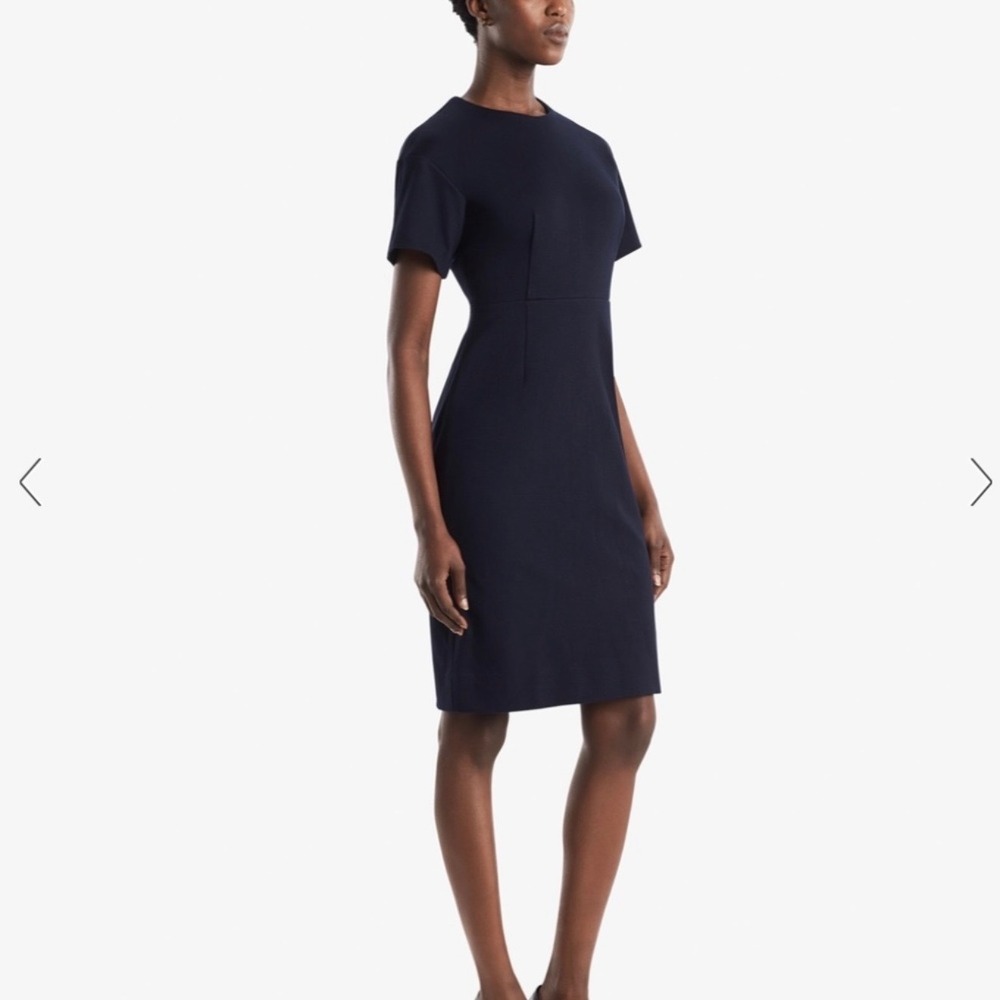 MM LaFleur Galaxy Navy Blue The Gayle Textured Ponte Sheath Dress 12